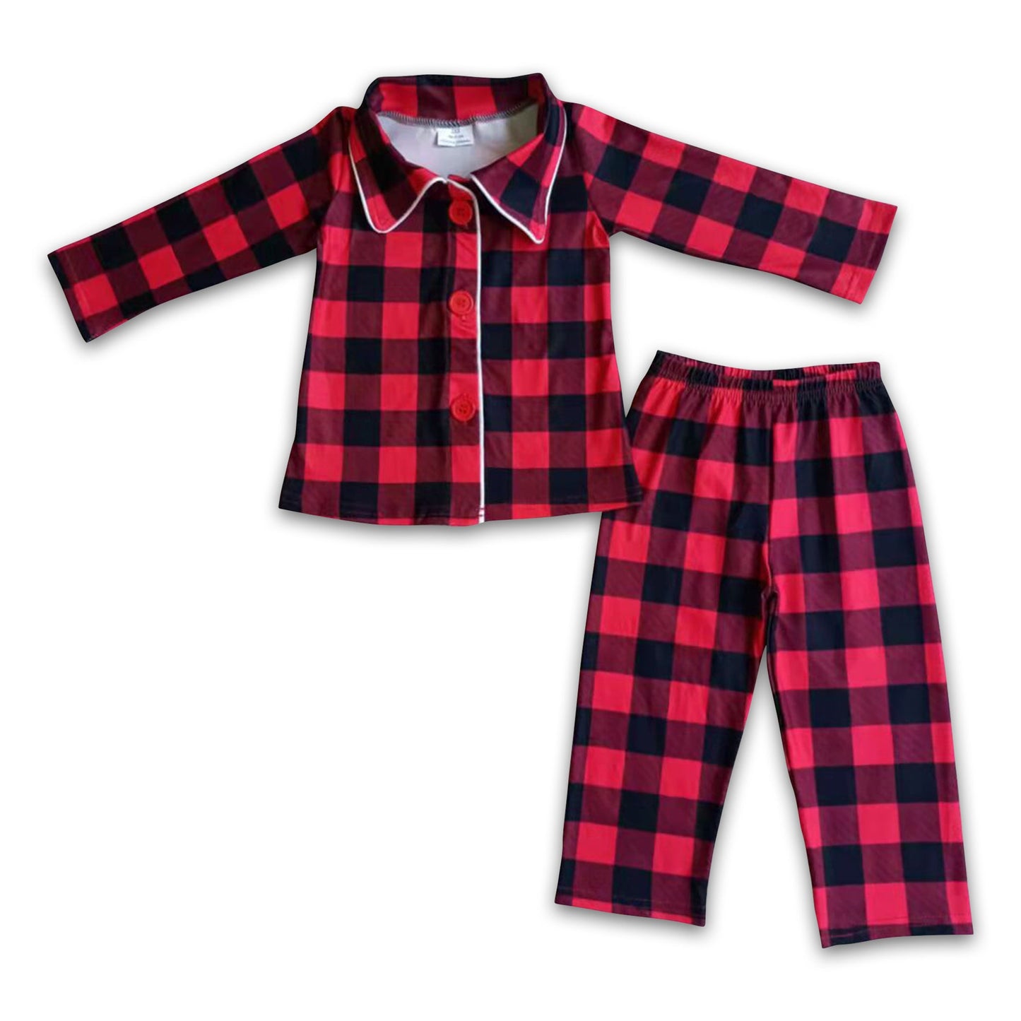 Buffalo plaid print boy Christmas pjs