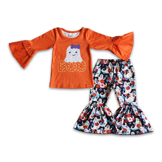 Boo orange shirt ghost pants Halloween clothing set