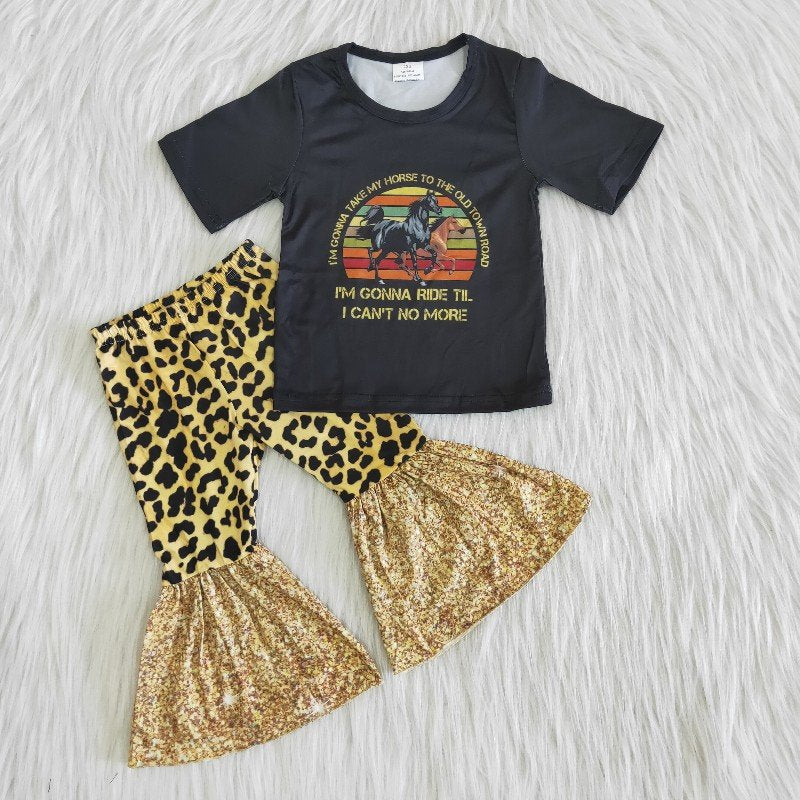 Girl Horse Leopard Pant Outfit