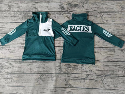 MOQ 3 pcs eagles plaid boy team pullover