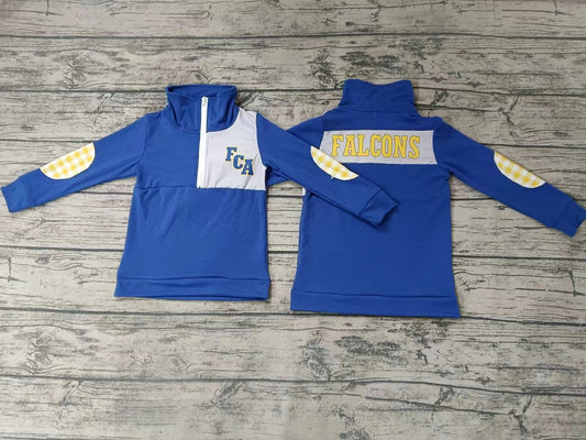 MOQ 3 pcs F C A blue plaid boy team pullover