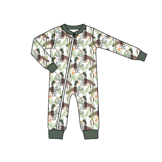 MOQ 5 PCS Olive duck baby boy zipper romper