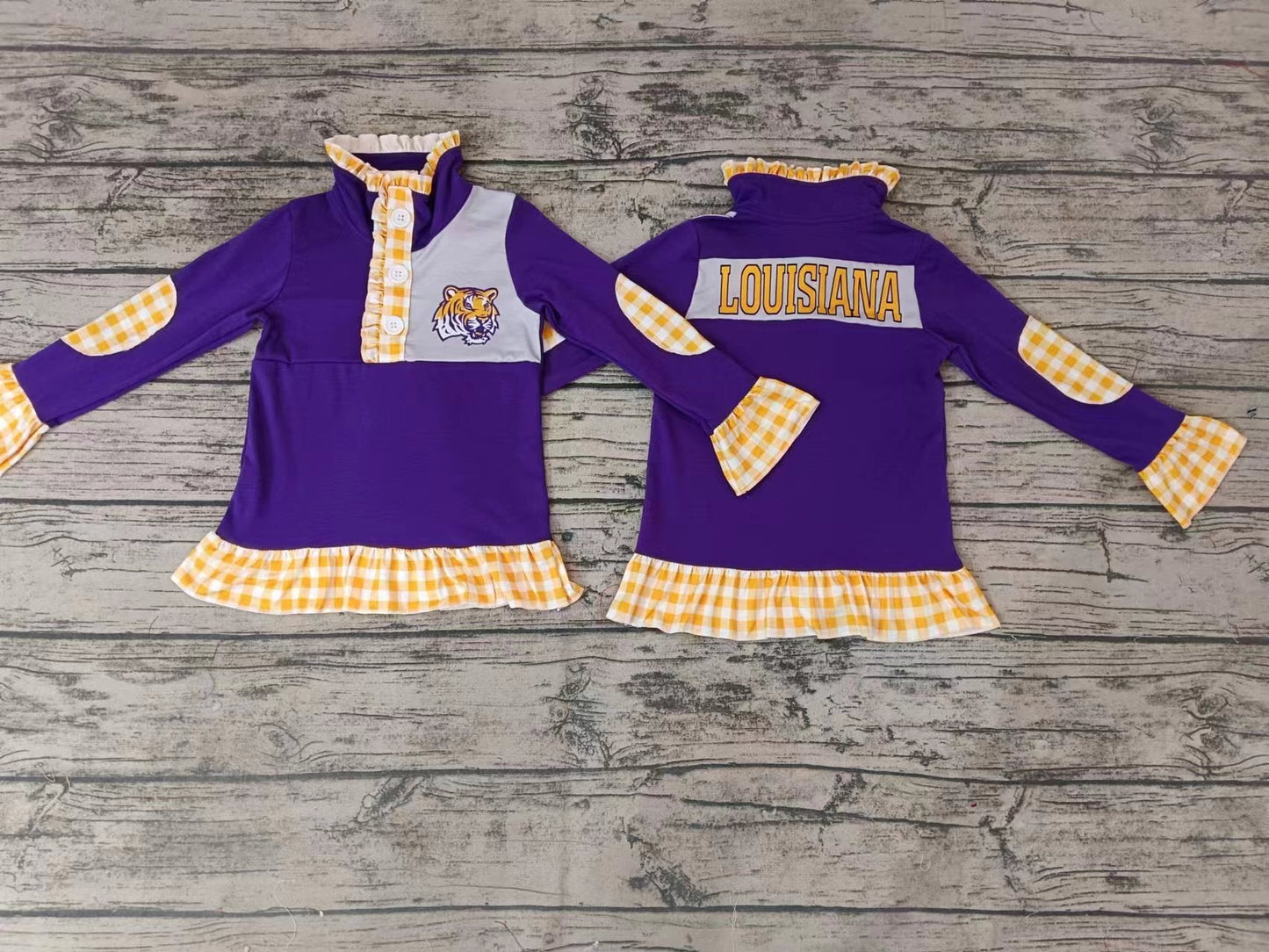 MOQ 3 pcs purple tiger girls team pullover