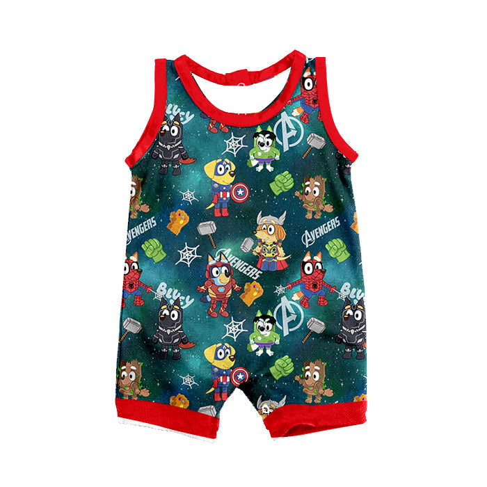 MOQ 3 pcs sleeveless dog spider baby boy romper