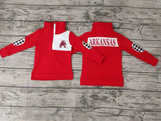 MOQ 3 A hogs plaid boy team pullover
