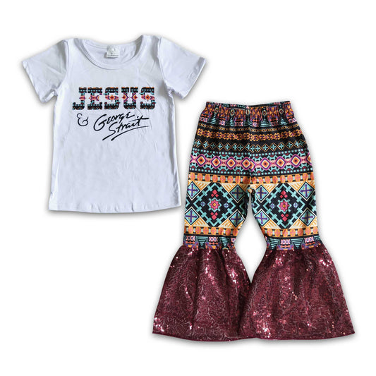 Girl Jesus Aztec Sequin Outfit