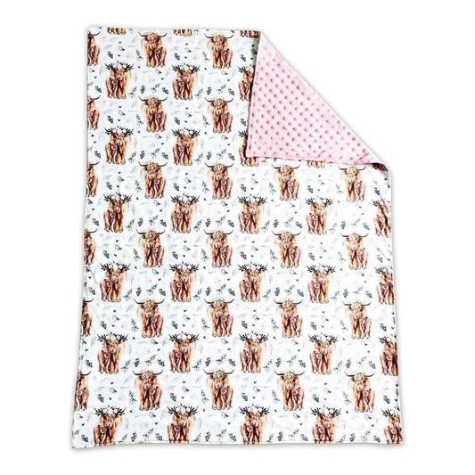 Cow print minky polka dots baby kids blankets