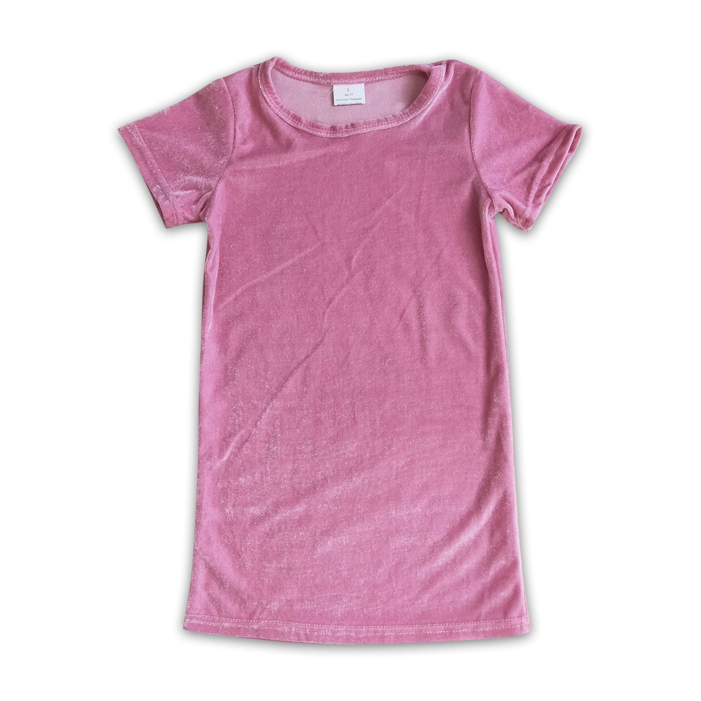 Pink short sleeve girls velvet dresses