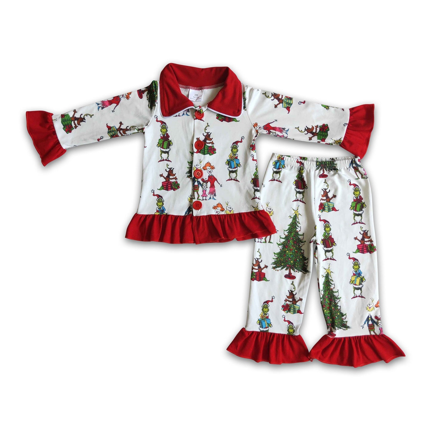 Cute green face print Christmas kids sleep wear