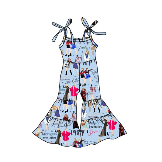 MOQ 3 Straps blue star guitar bell bottom singer girls dress