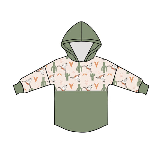 MOQ 5 cactus bull skull kids western hoodie