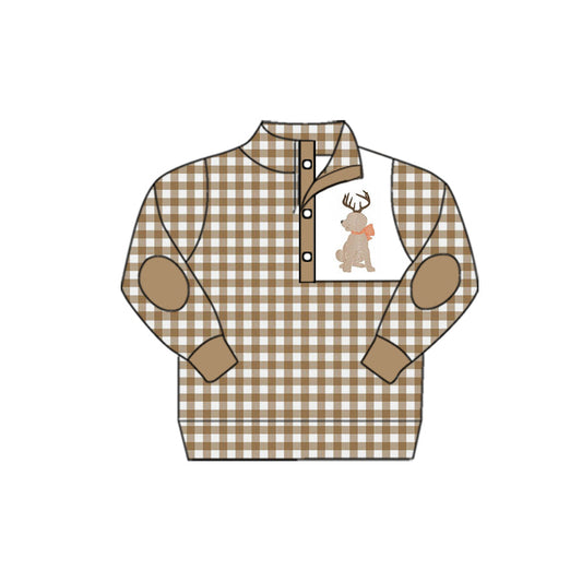 MOQ 5 Khaki plaid dog hunting kids pullover
