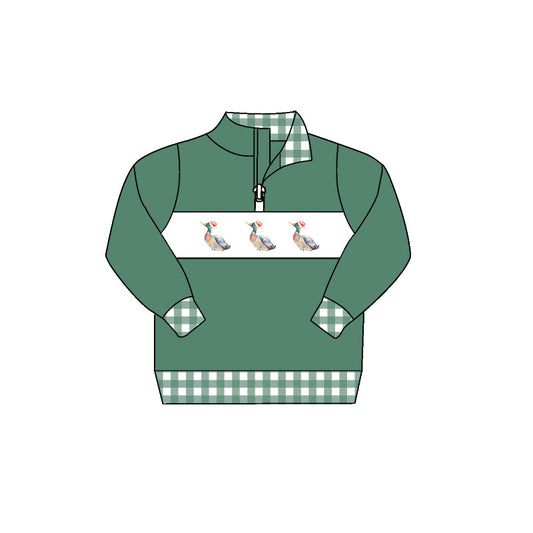 MOQ 5 duck Christmas hat green plaid boy pullover