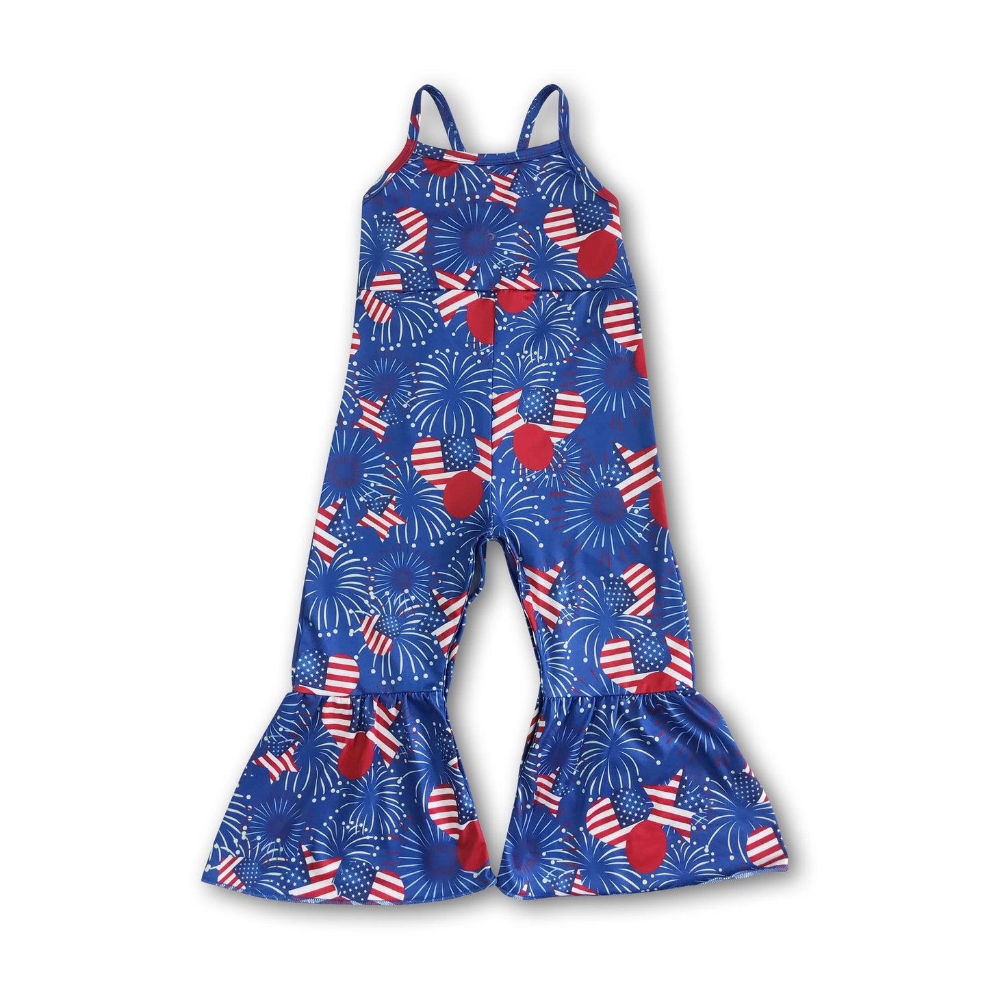 Star heart firework kids girls 4th of july jumpsuit