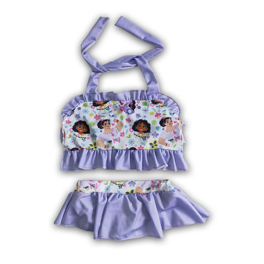 Lavender cute magic print baby girls summer swimsuit