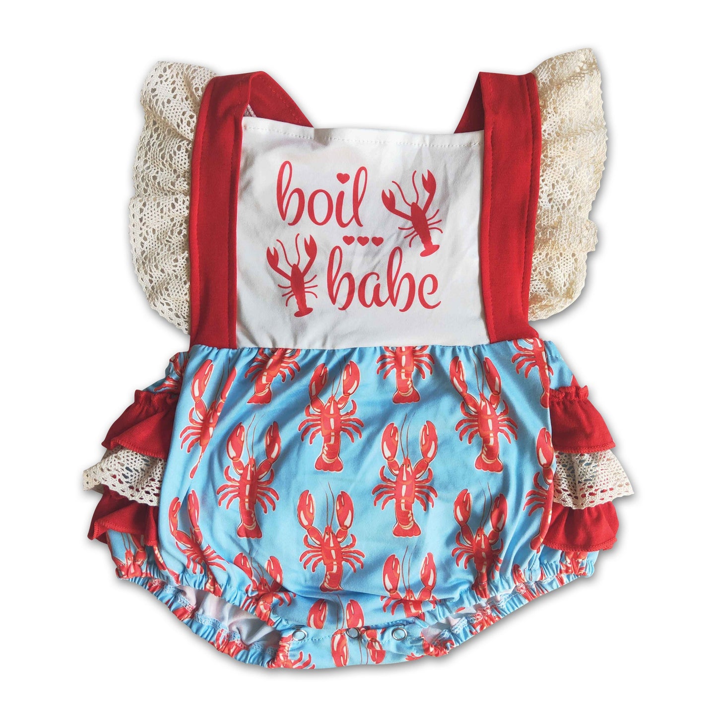 Girl Crawfish Lace Romper