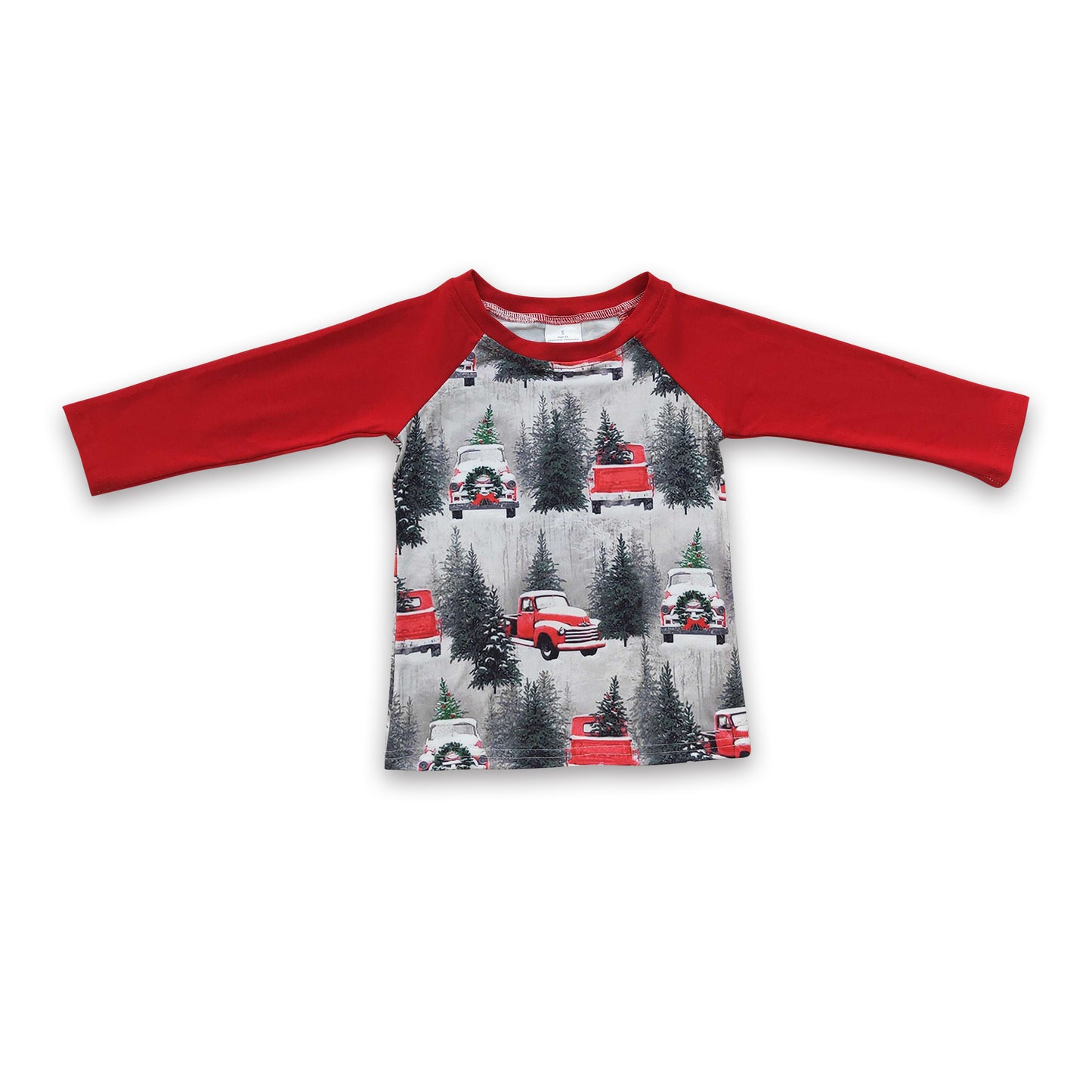 Christmas tree truck kids boy long sleeves shirt