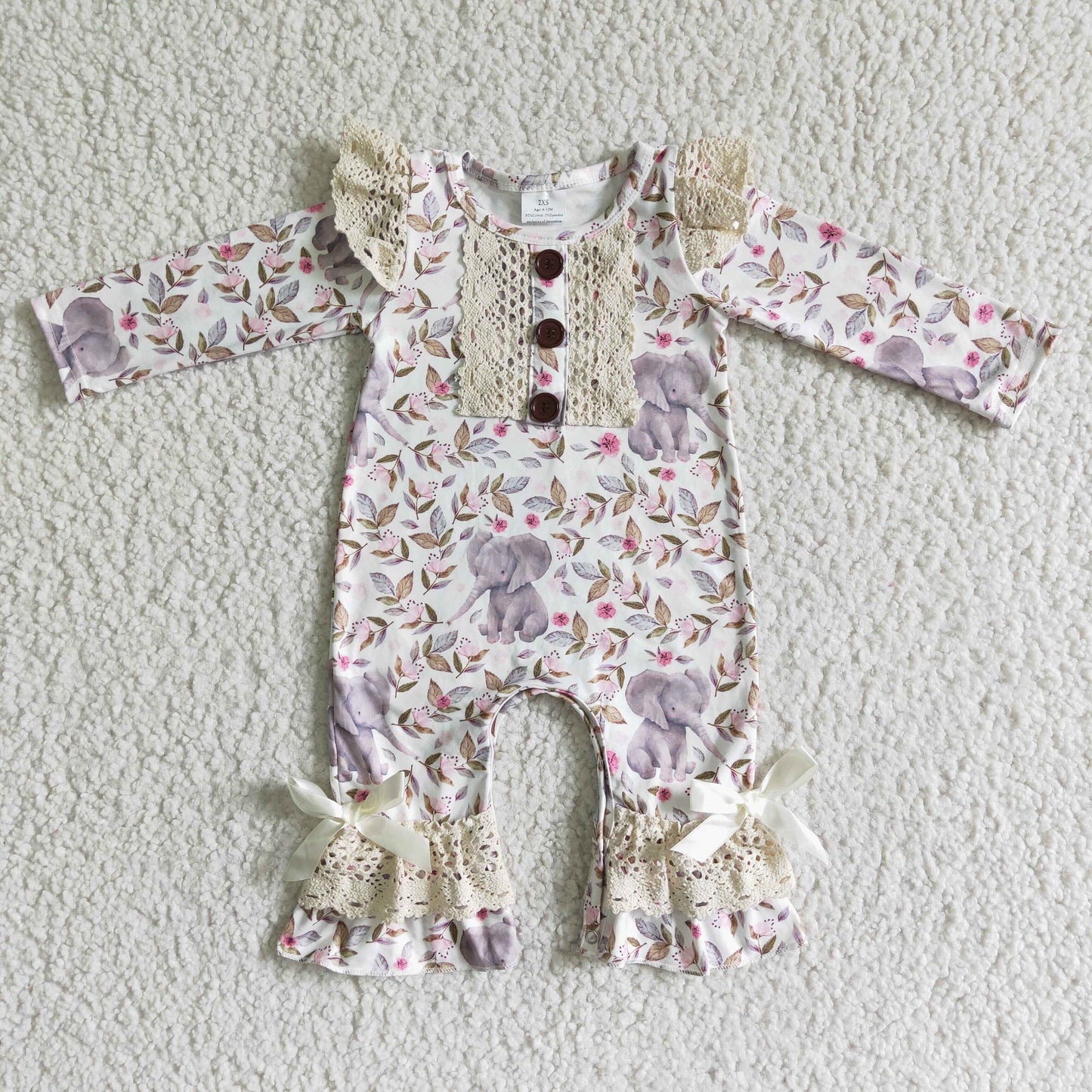 Girl Elephant Floral romper