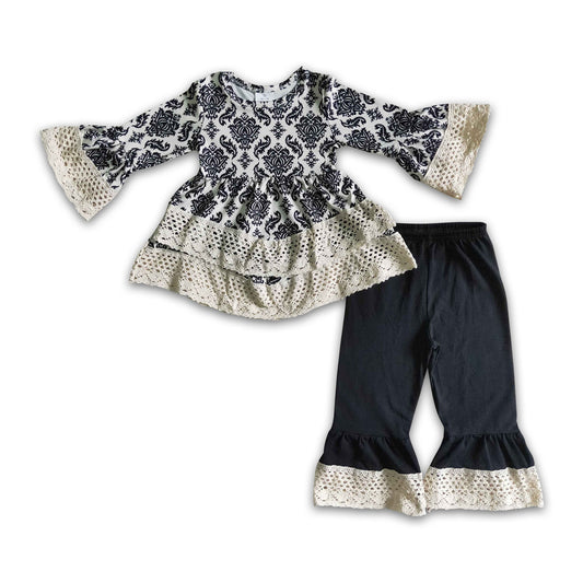 Damask lace wave tunic pants kids clothing girls