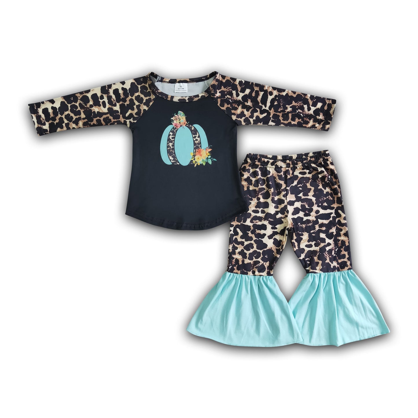 Girl Blue Pumpkin Leopard Outfit