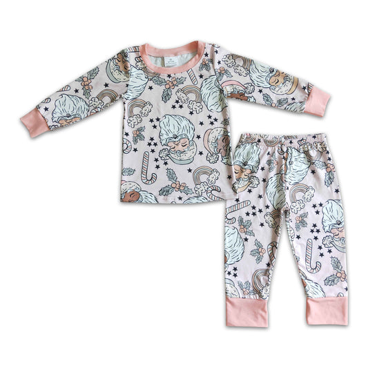 Santa print girls Christmas pajamas