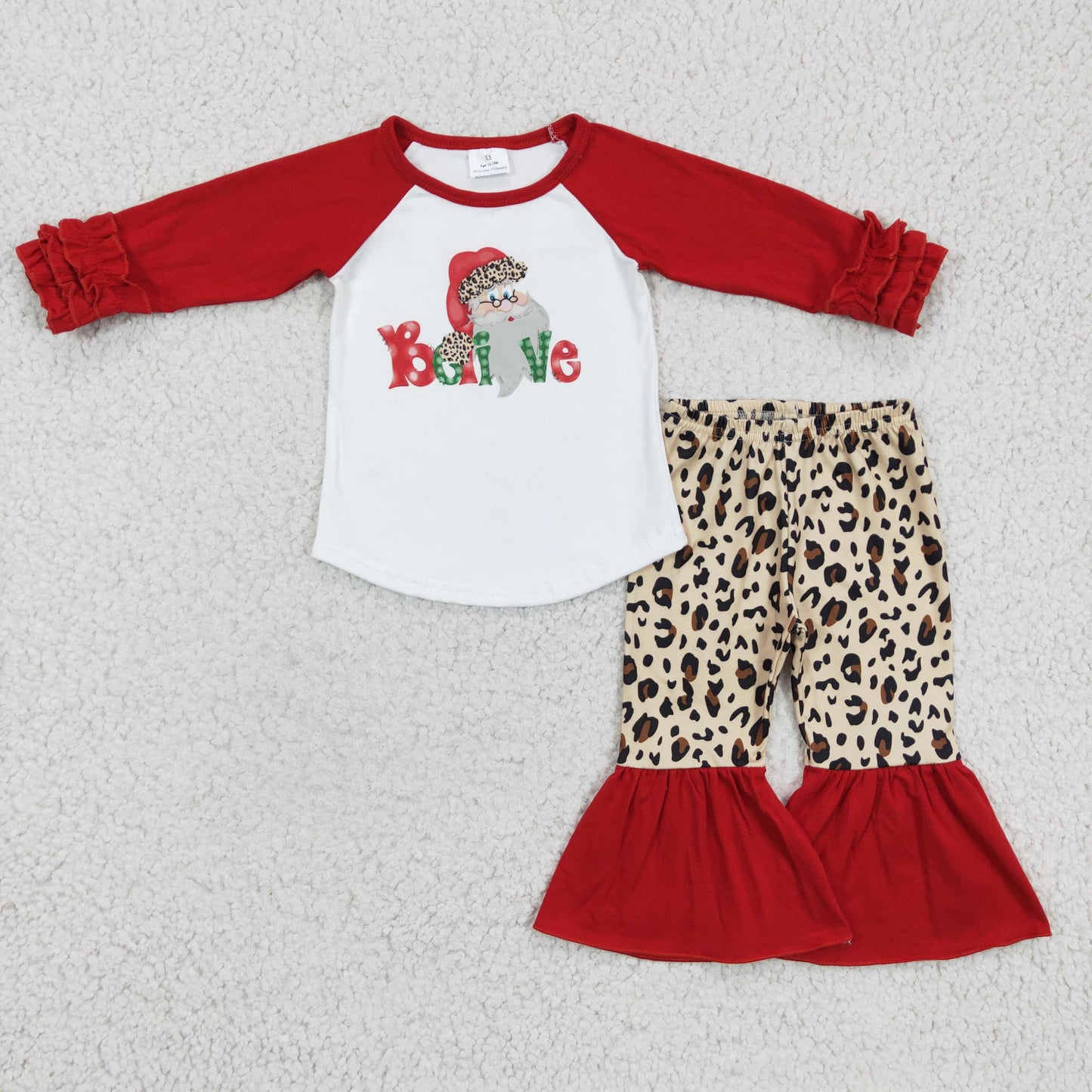 Believe santa print kids Christmas clothing sets