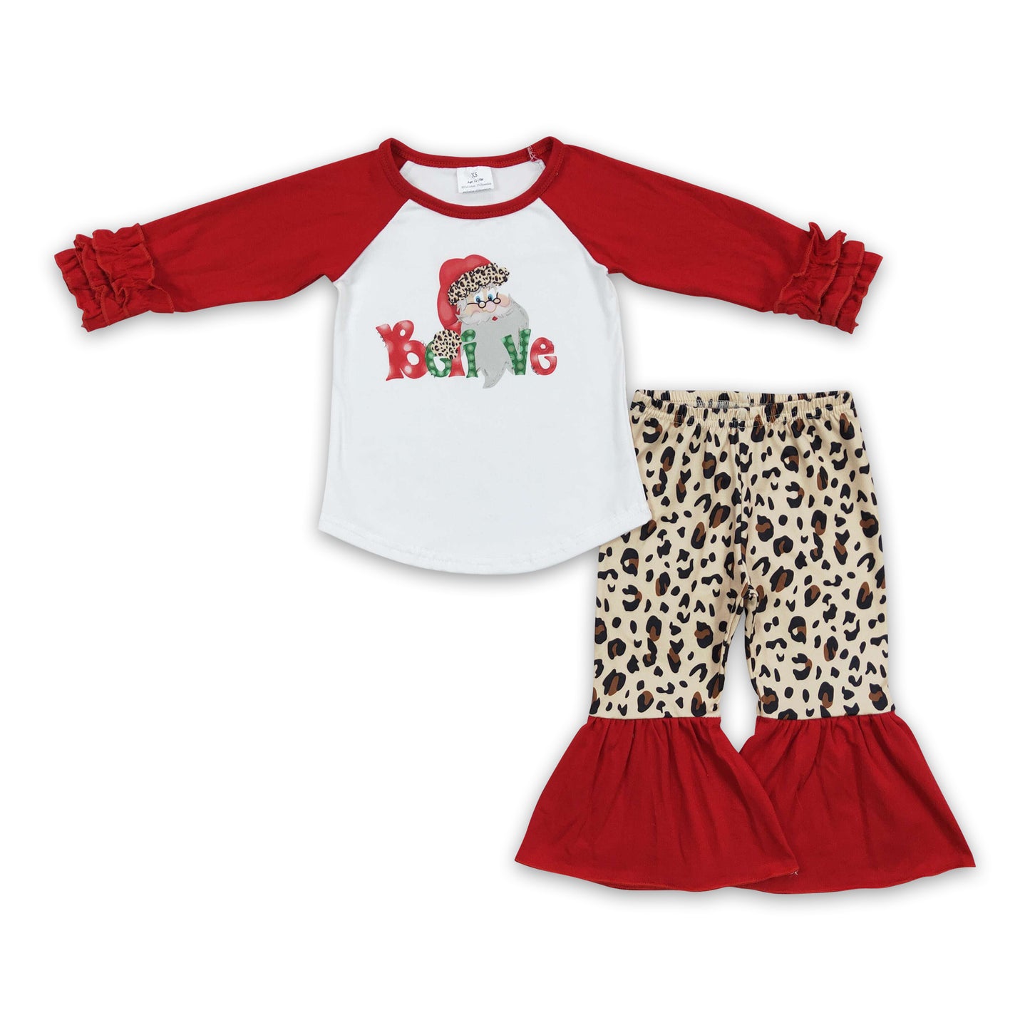 Believe santa print kids Christmas clothing sets