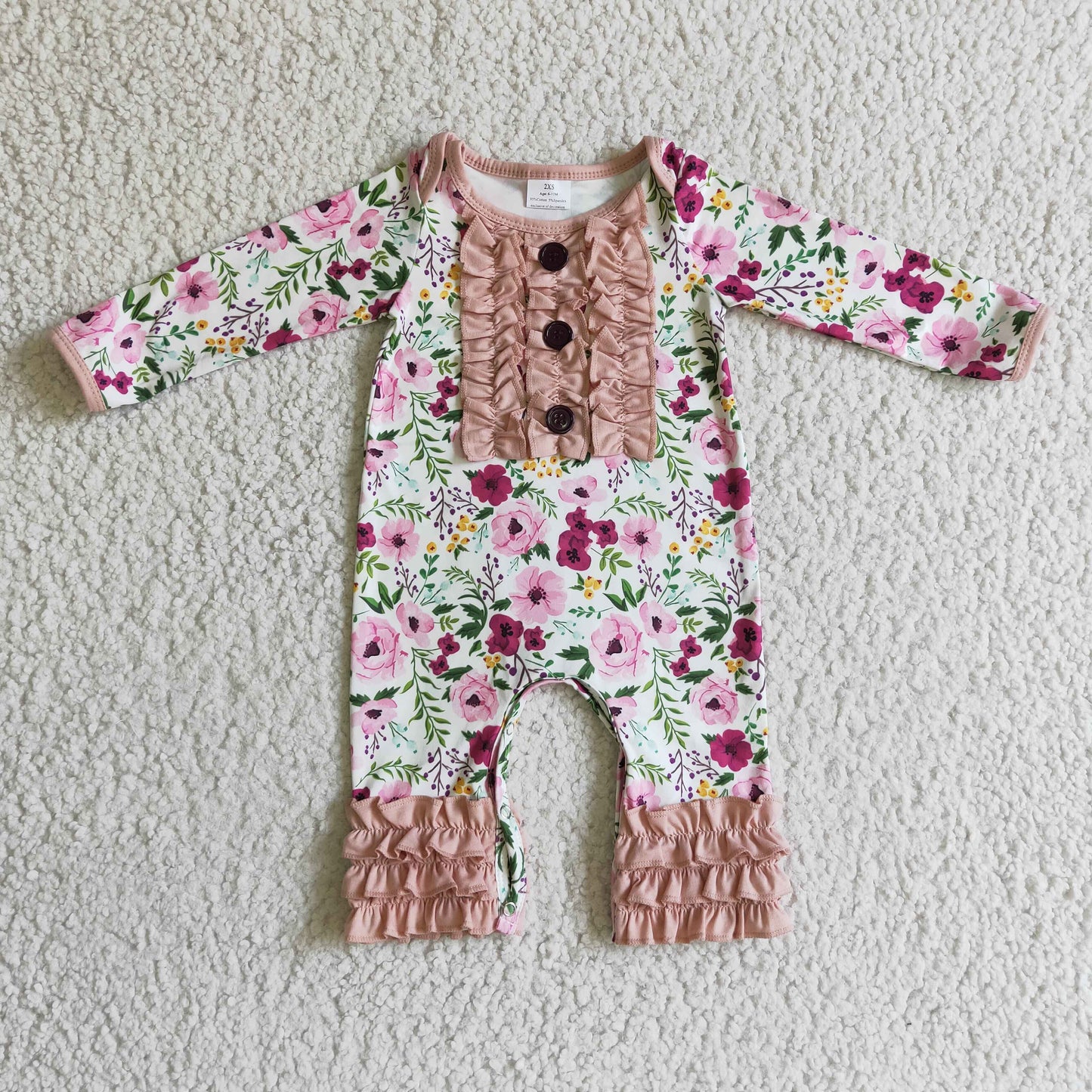 Floral long sleeve baby girl romper