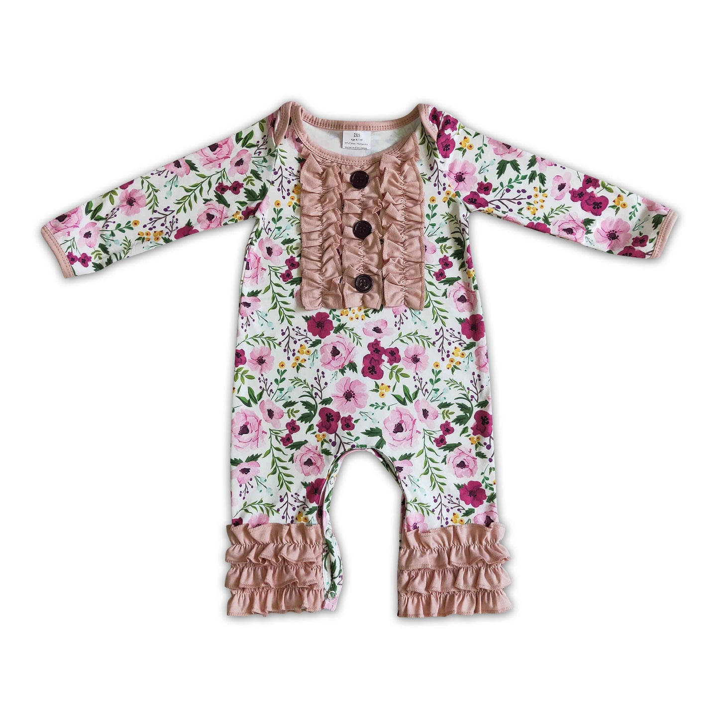 Floral long sleeve baby girl romper