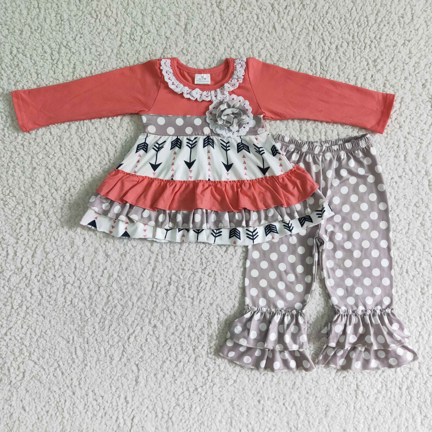 Arrow print ruffle tunic ruffle pants kids boutique clothing