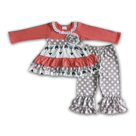 Arrow print ruffle tunic ruffle pants kids boutique clothing