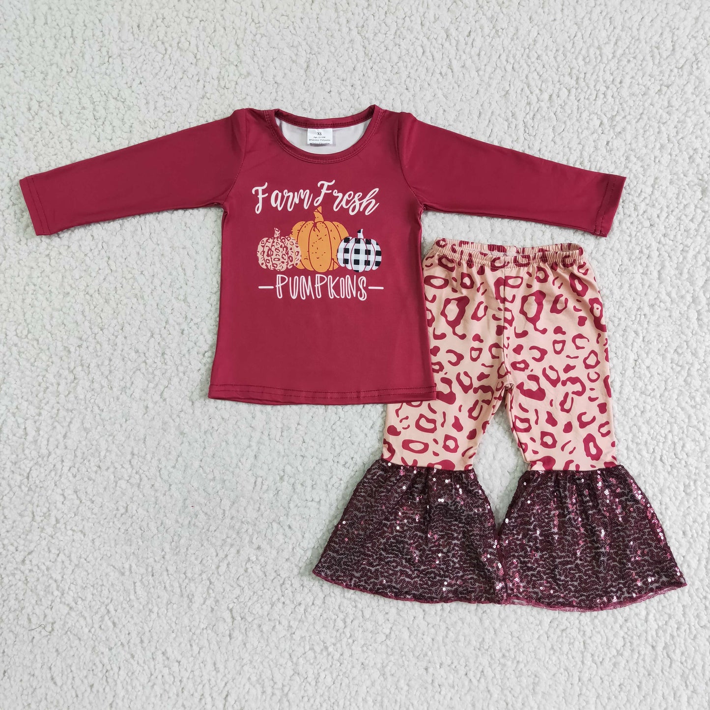 Girl Pumpkin Leopard Sequin Pants Outfit