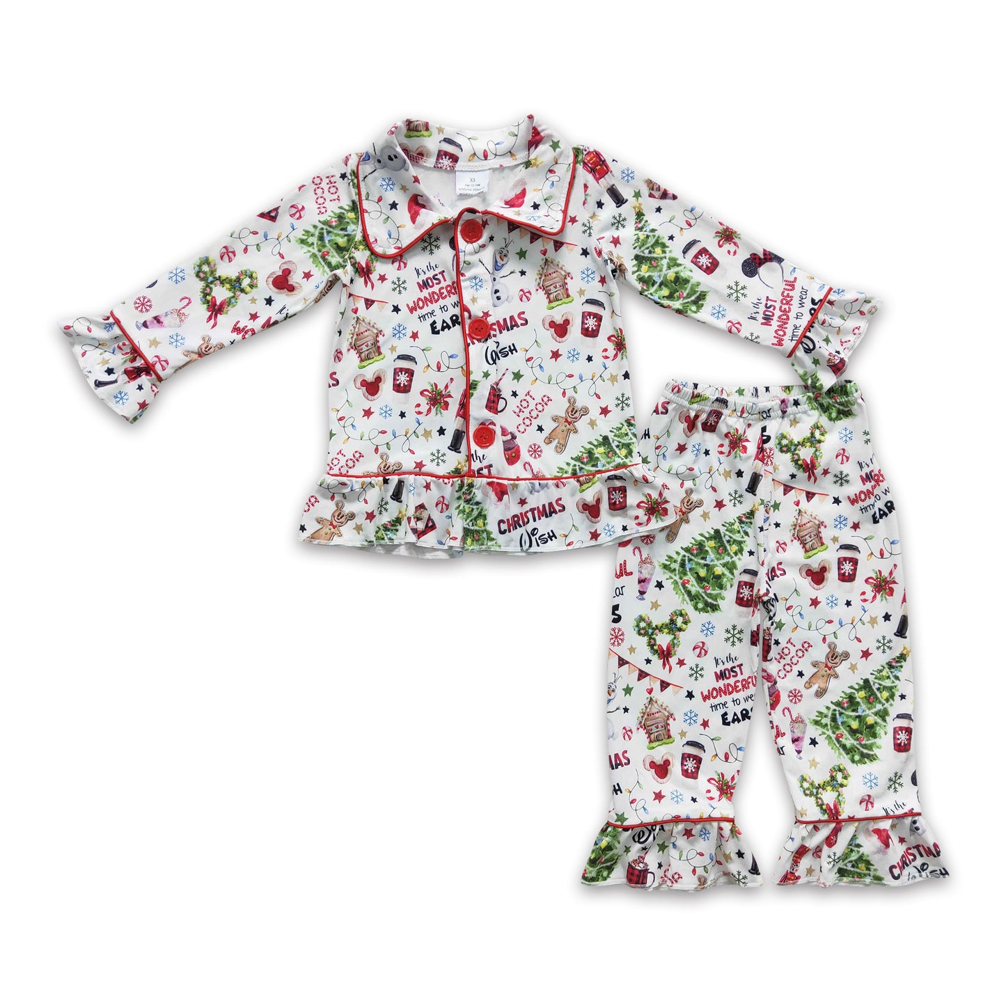 It's the wonderful time to wear ears snacks girls Christmas pajamas