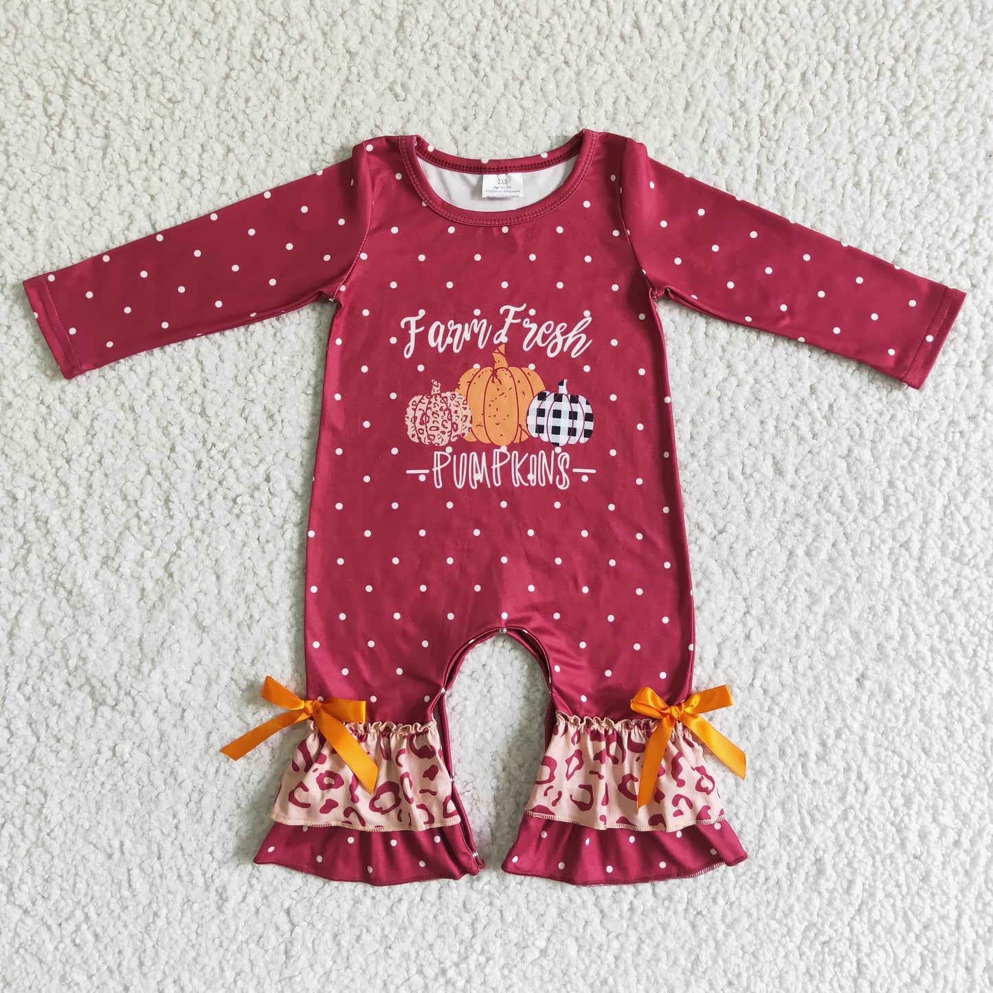 Girl Pumpkin Long Romper