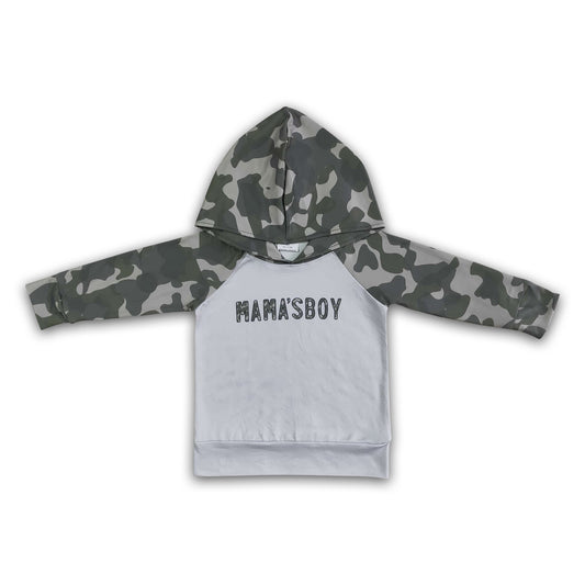 Mama's boy camo long sleeve boy hoodie