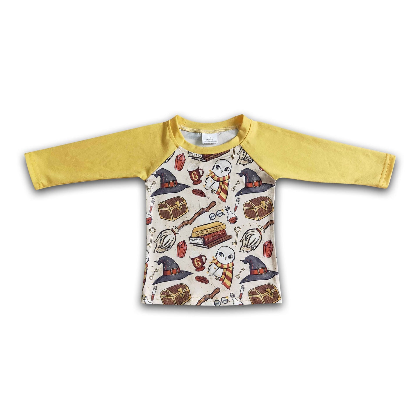 Yellow long sleeve raglan magic boy shirt