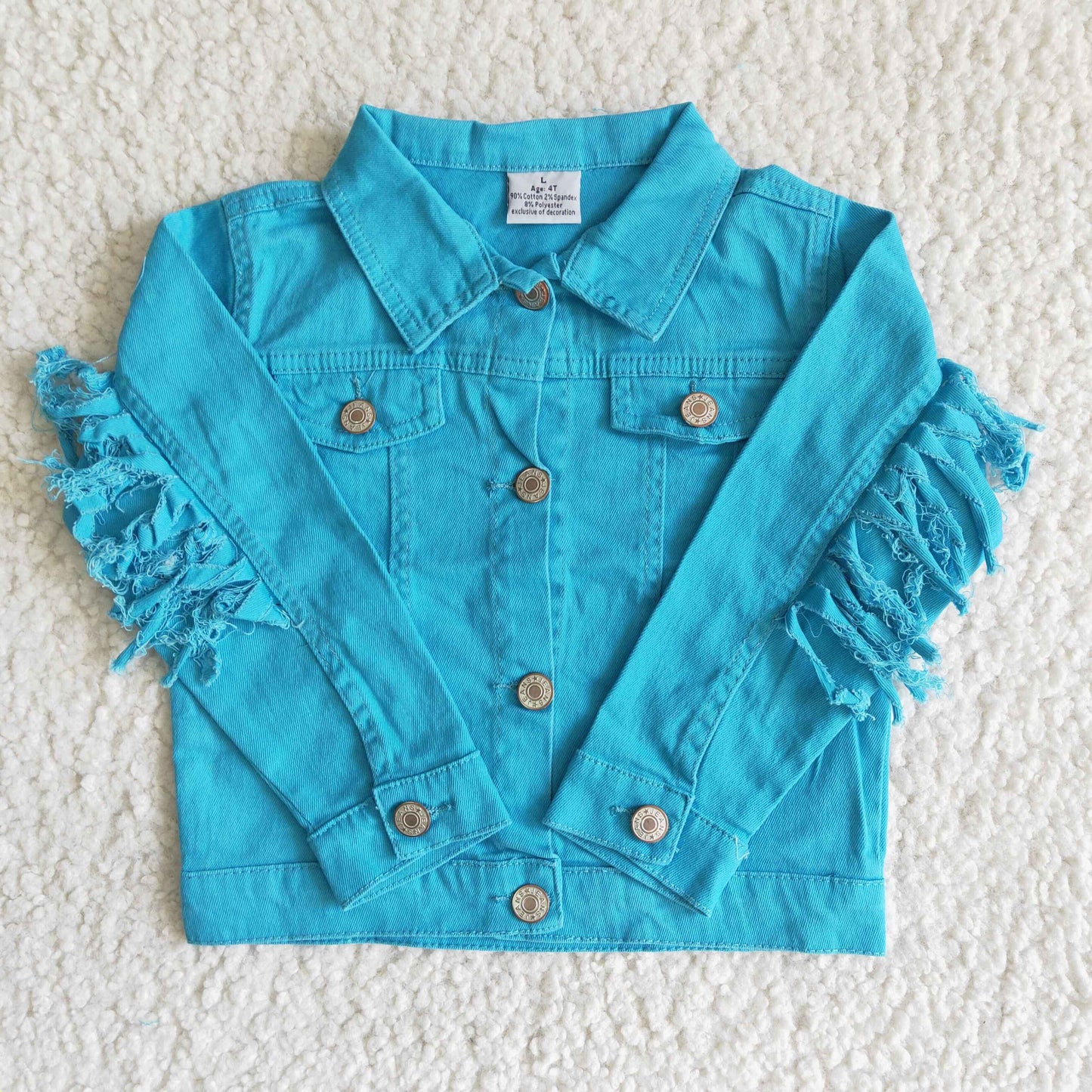 Blue color tassels girls spring denim jacket