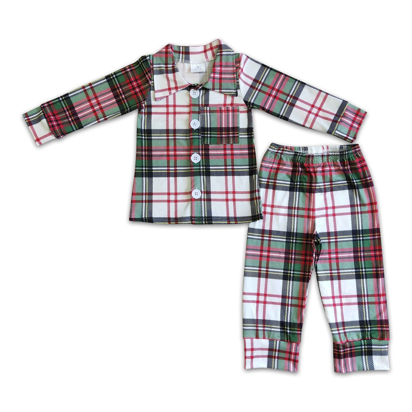 Long sleeve plaid boy Christmas pajamas