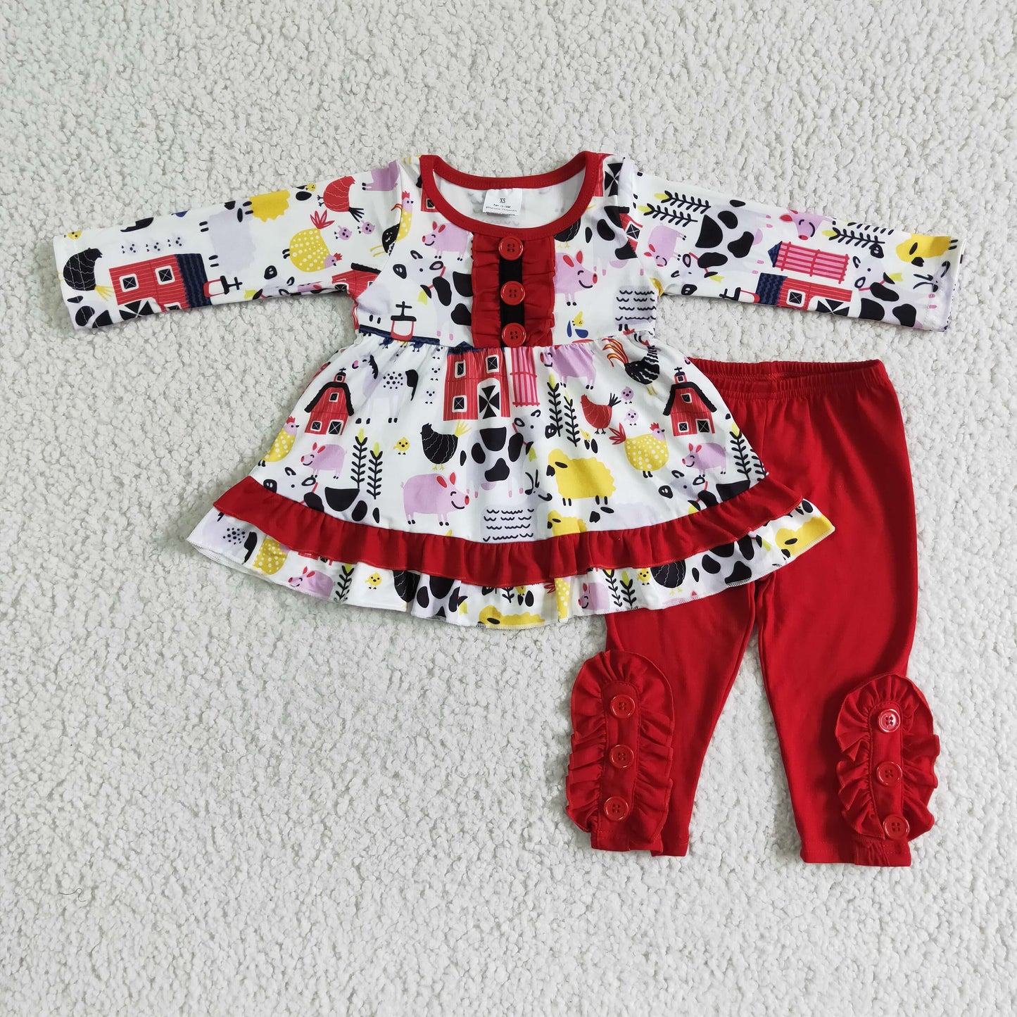 Farm print tunic leggings children clothing set