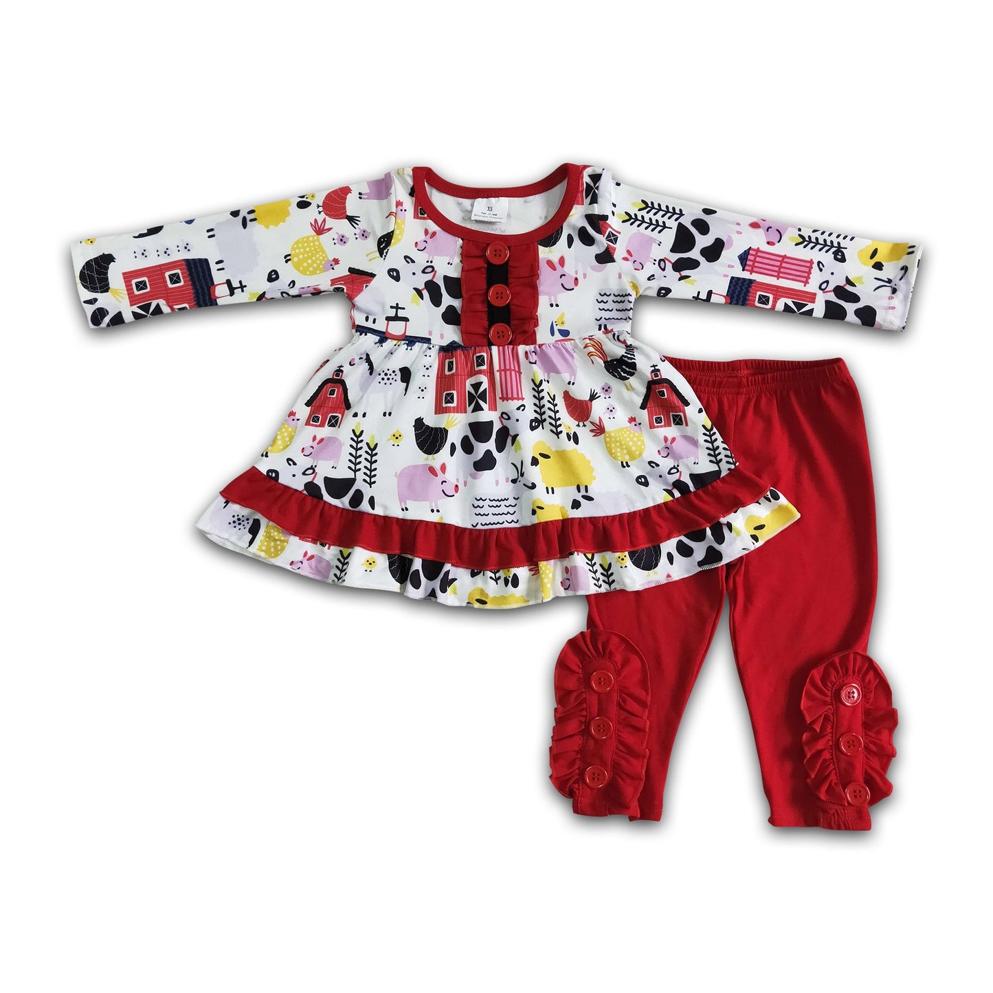 Farm print tunic leggings children clothing set