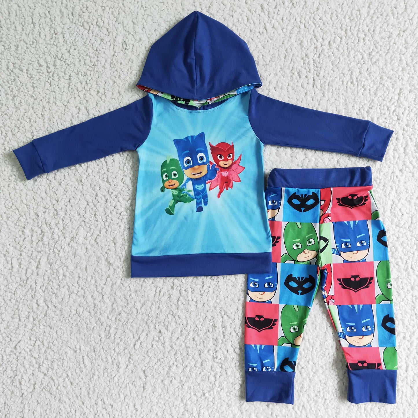 Blue hero long sleeve boy hoodie set