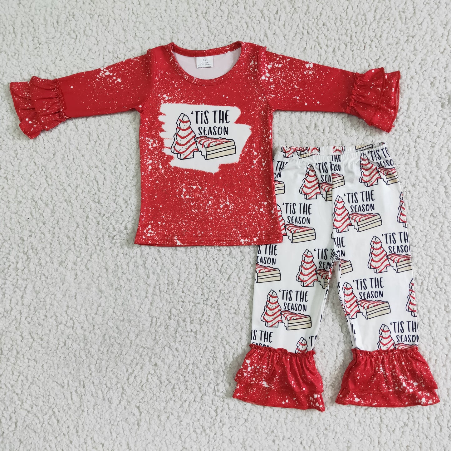 'Tis the season shirt ruffle pants girls Christmas clothing set