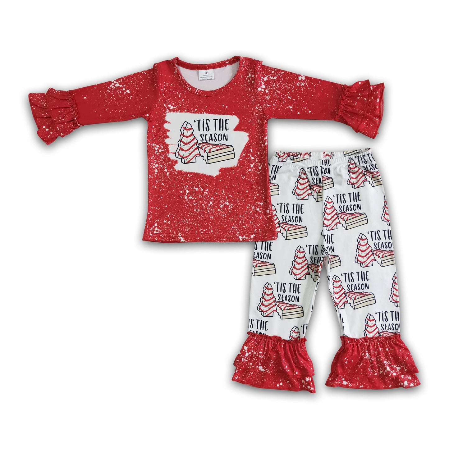 'Tis the season shirt ruffle pants girls Christmas clothing set