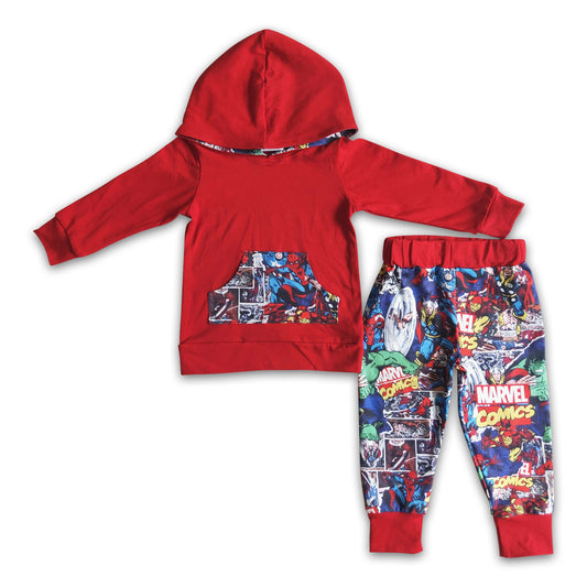 Boy Red Hoodies Outfit