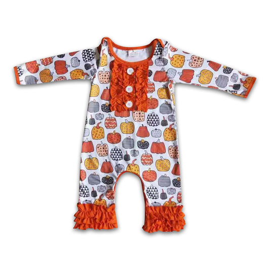 Pumpkin long sleeve baby girl romper