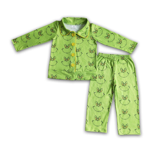 Cute green face boy Christmas sleep wear