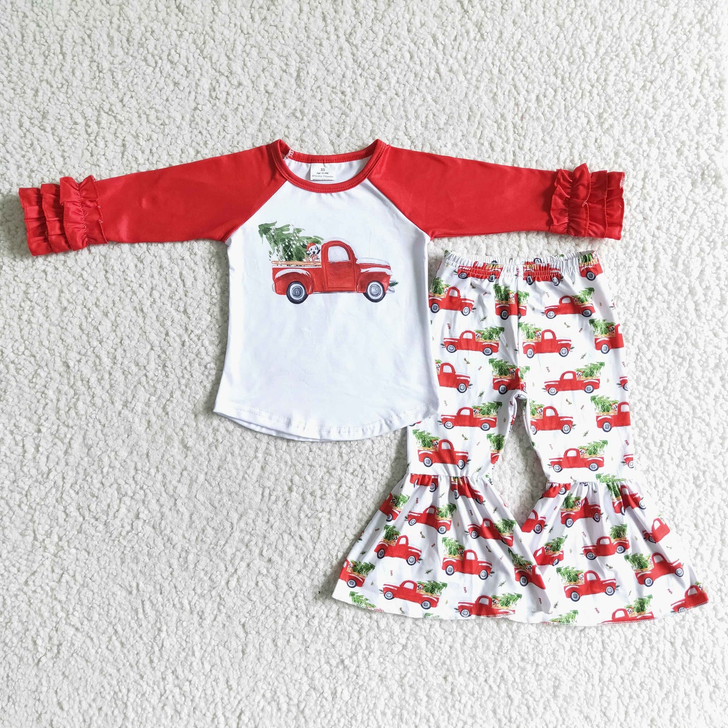 truck print girls Christmas outfits