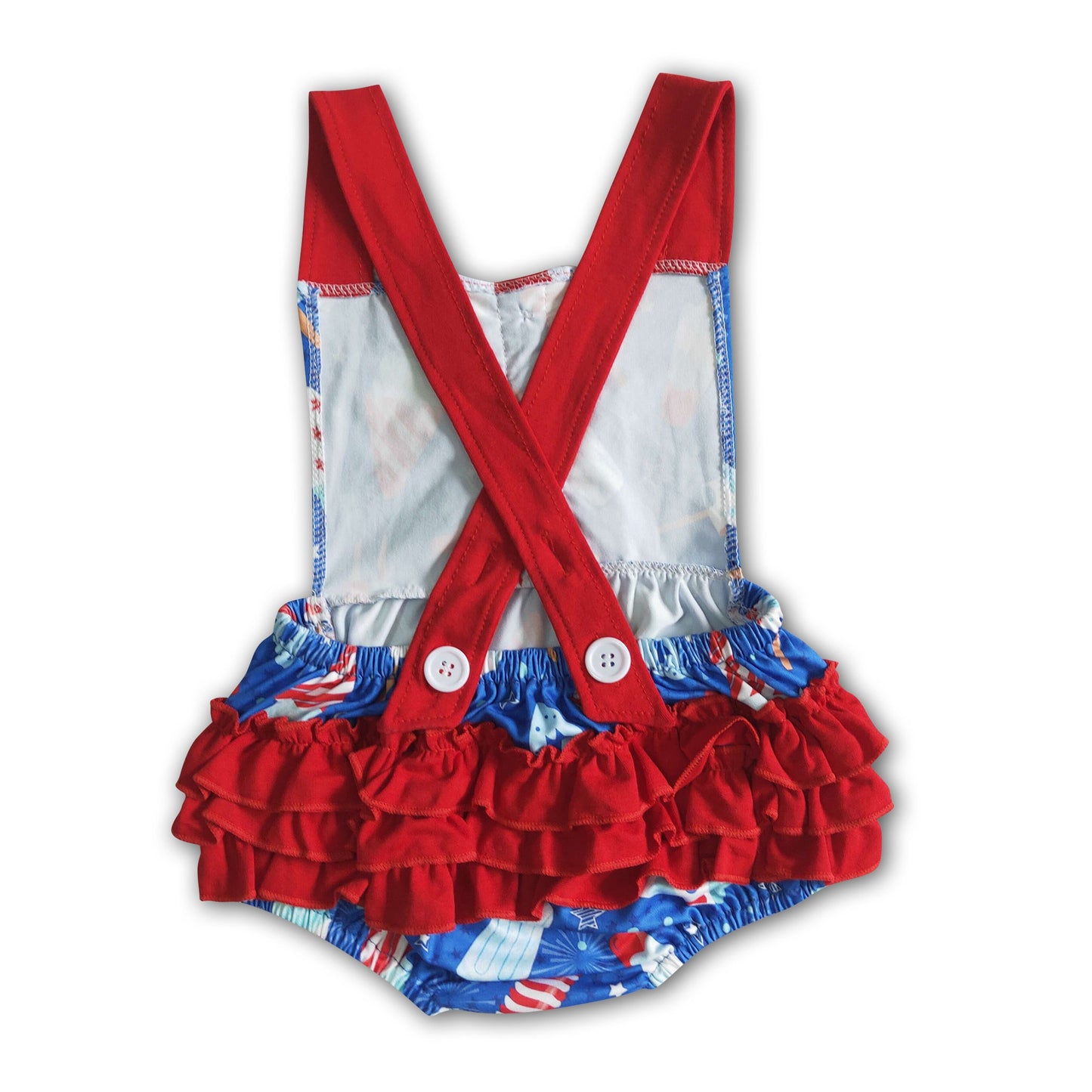 Popsicle ruffle bubbles baby 4th of July romper