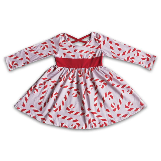 Candy cane long sleeve twirl Christmas dresses