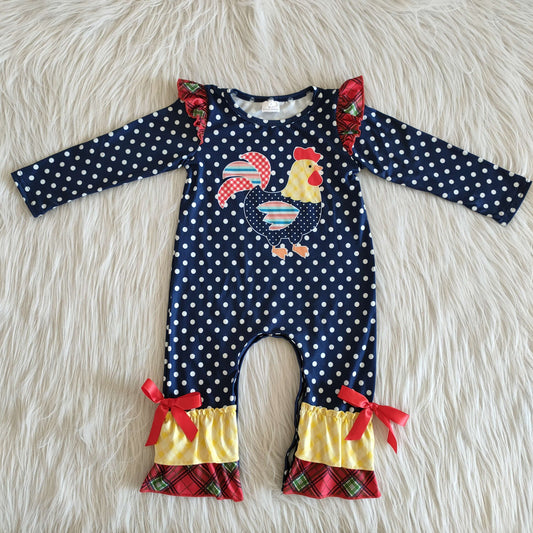 Girl Chicken Dot Romper